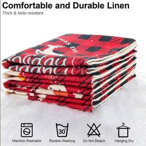 PILLOW COVERS SET OF 4 LINEN RED BUFFALO PLAID XMAS